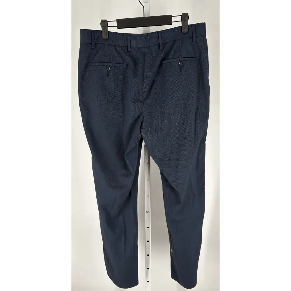 Apt. 9 Mens Navy Blue Dress Pants Flat Front Trouser Slim Fit Workwear